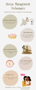 Infographic outlining various stress management techniques such as mindfulness, meditation, and nature retreats. Natural Ways to Build Immunity