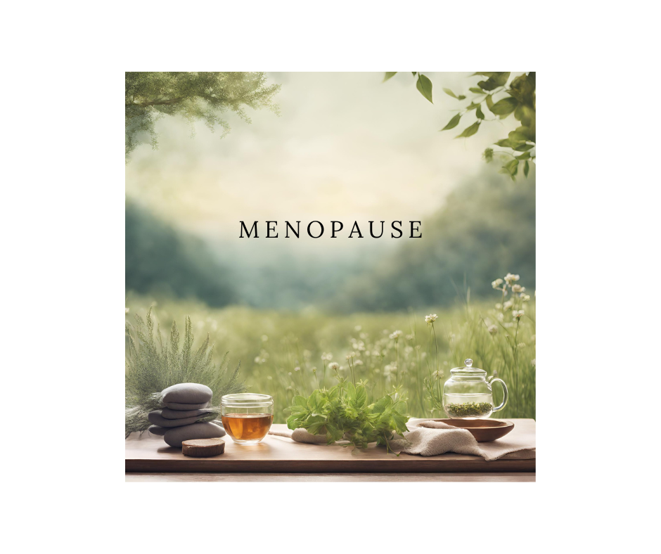 Alt text: A tranquil landscape featuring a peaceful valley surrounded by lush greenery, reflecting the sky at sunset. This calming scene represents the emotional balance and serenity that can be achieved through managing menopause symptoms.