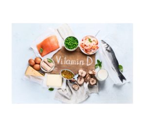 Assorted Vitamin D-rich foods on a tray, such as salmon, eggs, and mushrooms, illustrating dietary sources discussed in 'The Sunshine Vitamin: 20 Ways to Boost Your D Levels Naturally'