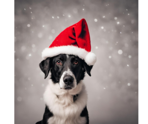 Dog donning a Santa hat, embodying the festive cheer of Christmas gifts for dog lovers.