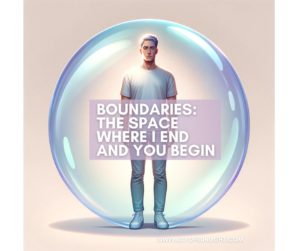 This image illustrates a person surrounded by a translucent 'personal space bubble', symbolizing the concept of personal boundaries in relationships. The individual stands confidently within a clear, softly glowing bubble, emphasizing the importance and empowerment of establishing and maintaining personal boundaries. Their composed and self-assured expression highlights the strength derived from respecting one's personal space. The background is soft and nondescript, focusing attention on the person and their protective bubble. The overall tone is positive and empowering, visually communicating the significance of personal space in fostering healthy interpersonal dynamics.