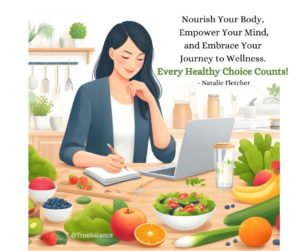 happy and successful woman in her 30s to 50s, actively balancing a busy lifestyle while maintaining a healthy lifestyle. This image conveys a sense of freshness, health, and positivity, perfectly complementing your article's theme.