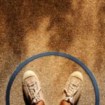 Feet standing within a chalk outline, representing the importance of setting boundaries and defining personal space for self-care and well-being. Simple Habits for Happiness