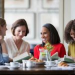 The Power of Human Connection' featuring a group of women at a book club, illustrating the benefits of strong social networks. Highlights the emotional, physical, and mental health advantages of community engagement, with sections on emotional support, physical health, and mental resilience.