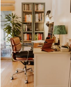 A stylish home office setup, highlighting the transformation of your home office into a productive and wellness-focused space."