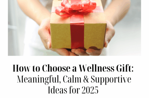 How to choose a wellness gift feature image showing a gently wrapped present with a red ribbon.